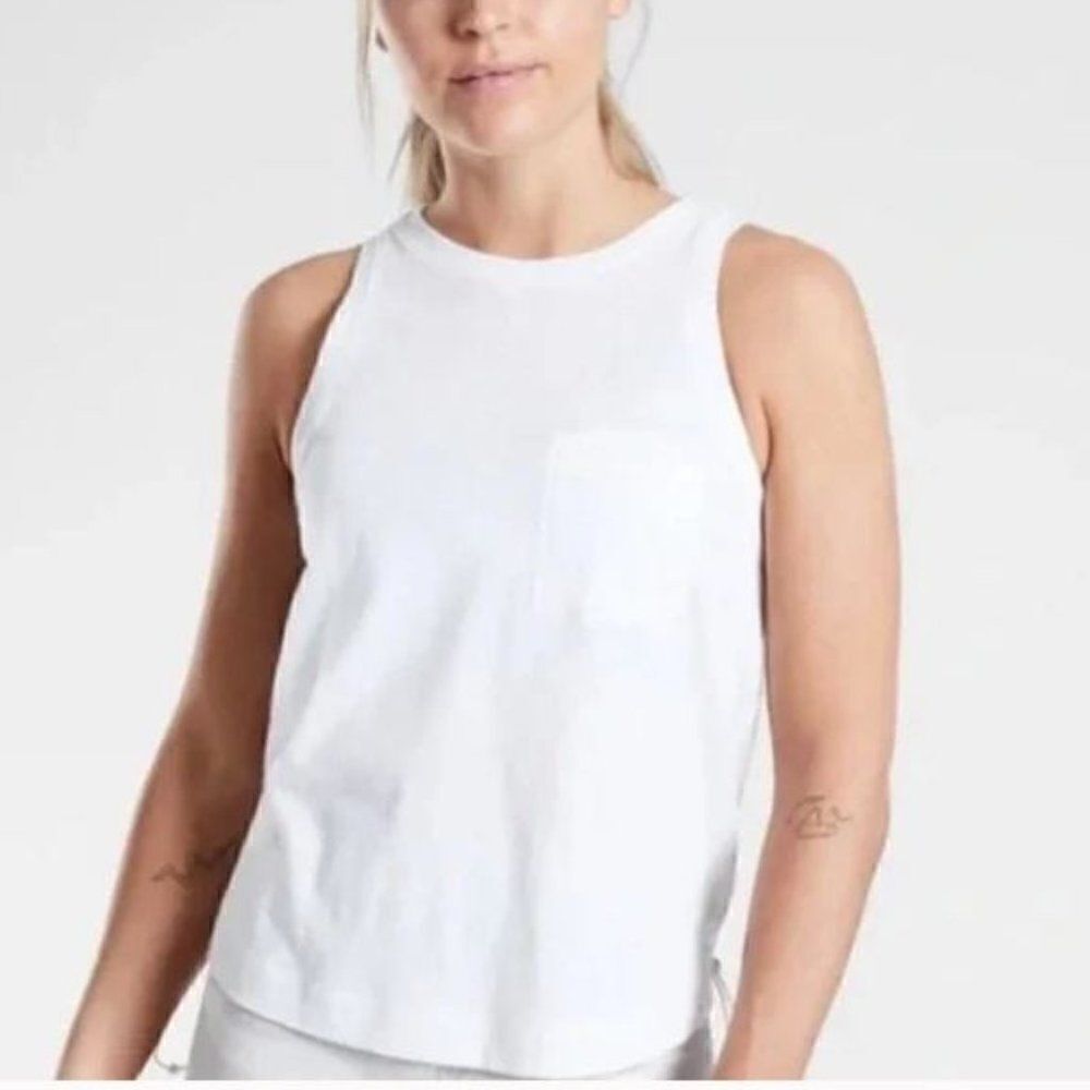 ATHLETA Women's Organic Daily Bungee Tank Top White Size Medium